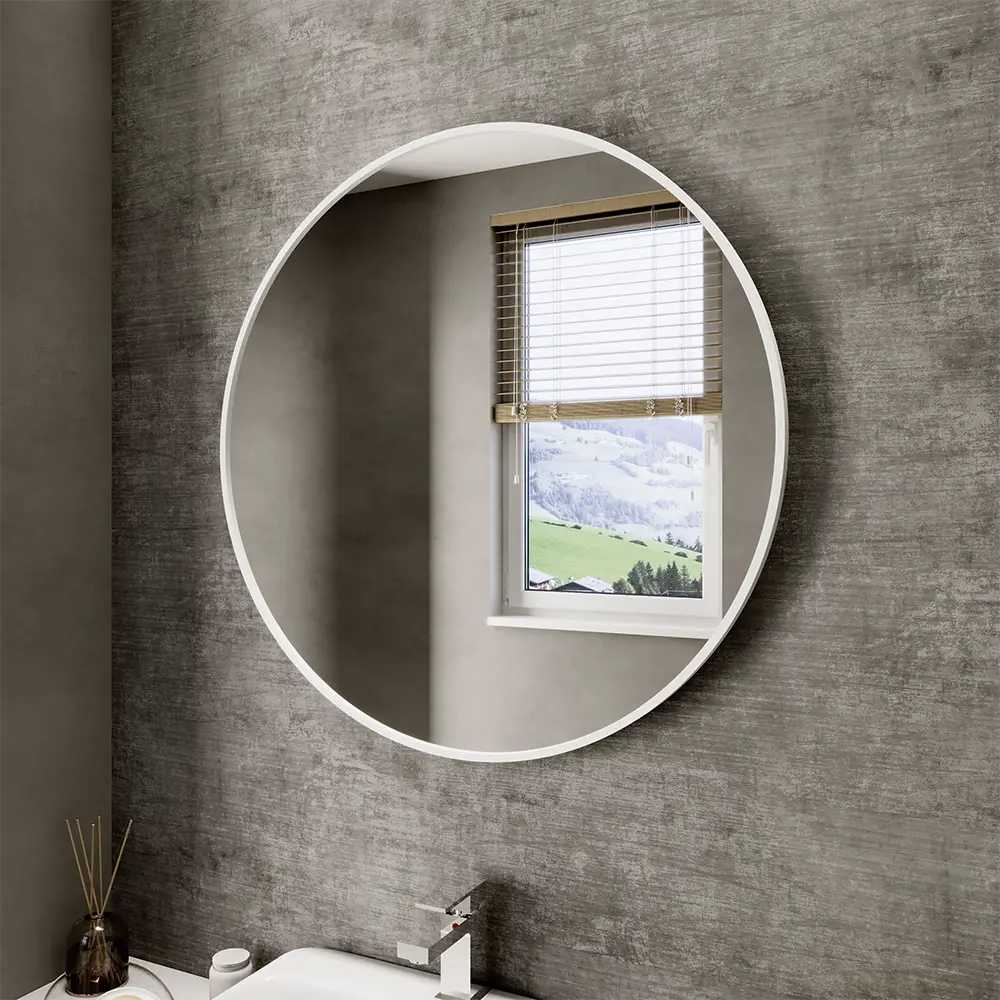 Specchio tondo Ã˜ 100 cm con cornice bianco opaco
