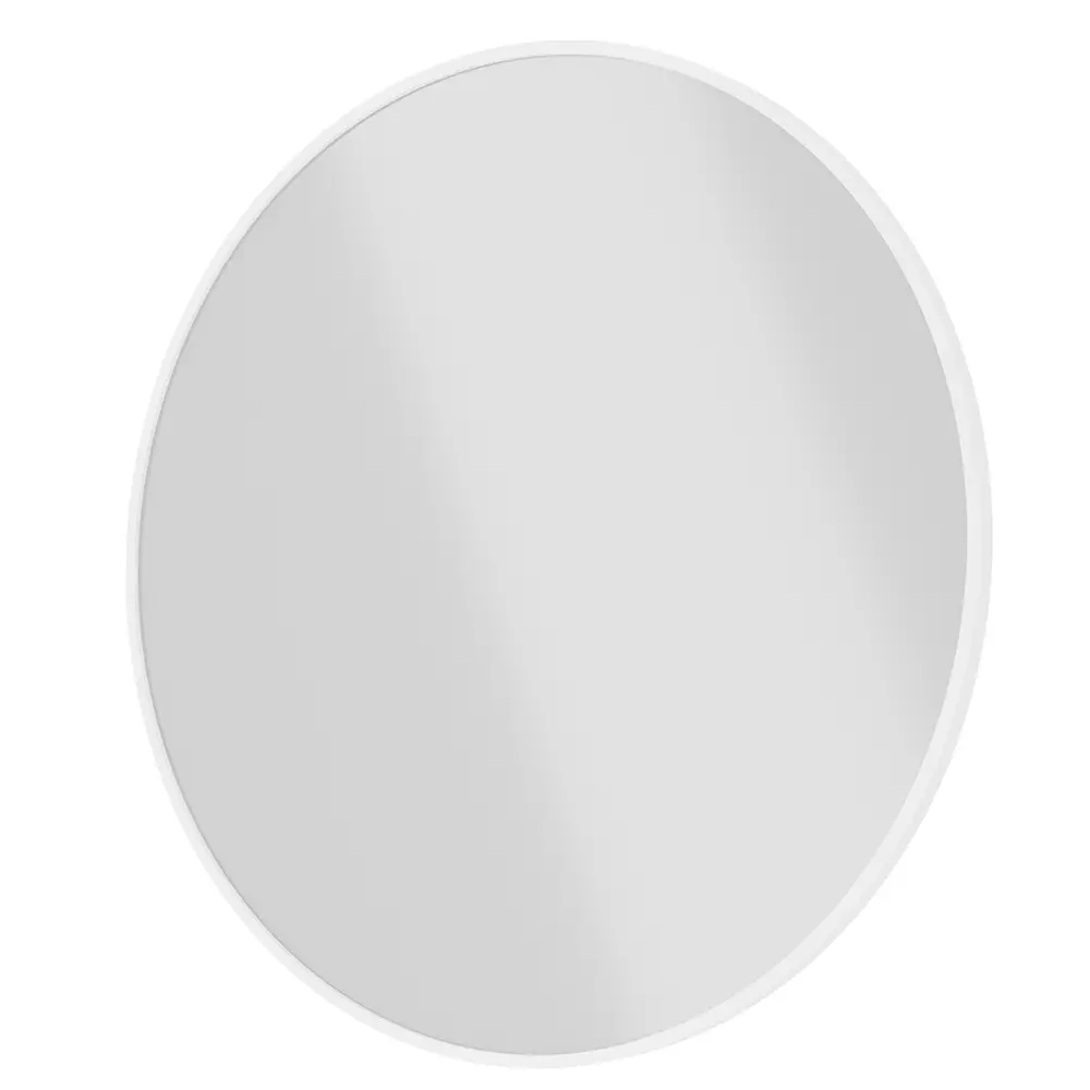 Specchio tondo Ø 80 cm con cornice bianco opaco