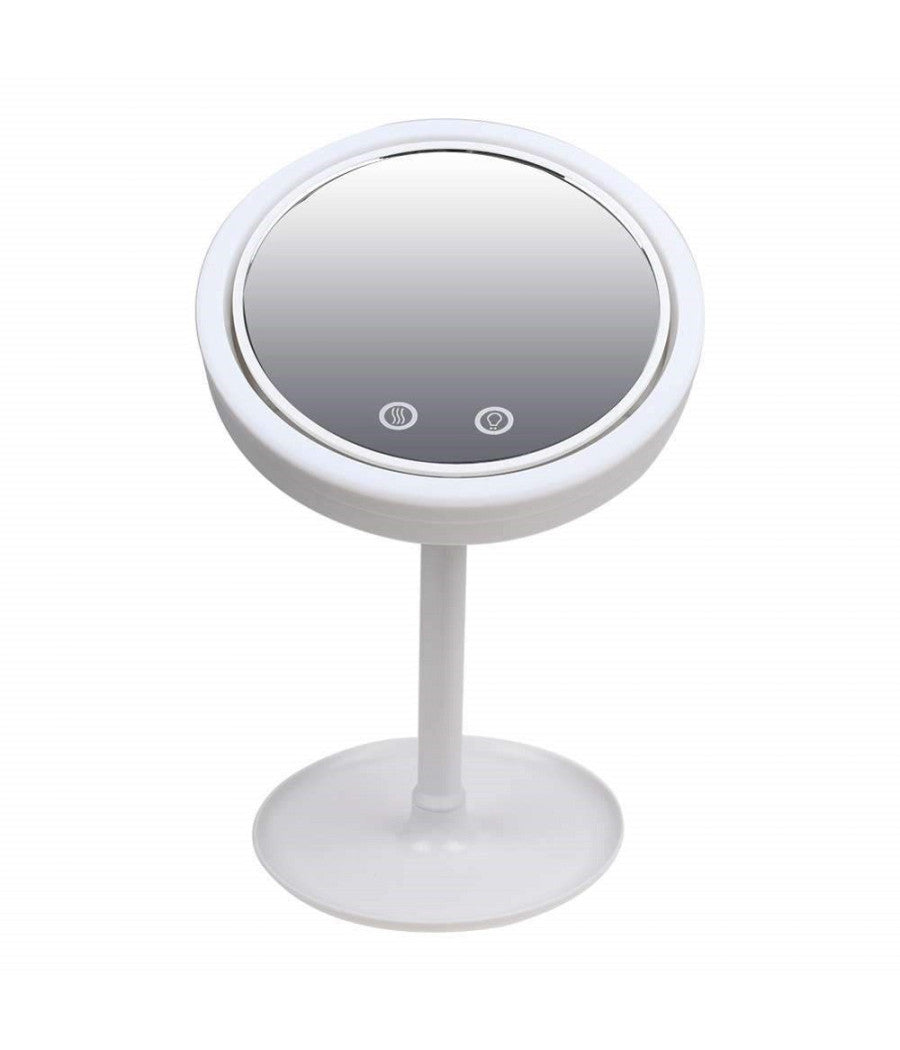 Specchio Trucco A Led Illuminato + Ventola Asciuga Trucco 2 Specchi 1x 5x         