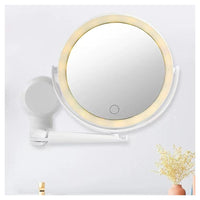 Trade Shop - Specchio Trucco A Parete Illuminato Con Ingrandimento Dimmerabile Led Ricaricabile Touch -