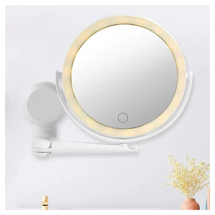 Trade Shop - Specchio Trucco A Parete Illuminato Con Ingrandimento Dimmerabile Led Ricaricabile Touch -