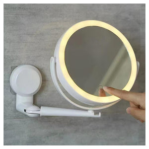 Specchio Trucco A Parete Illuminato Con Ingrandimento Dimmerabile Led Ricaricabile Touch