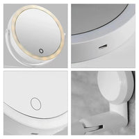 Trade Shop - Specchio Trucco A Parete Illuminato Con Ingrandimento Dimmerabile Led Ricaricabile Touch -