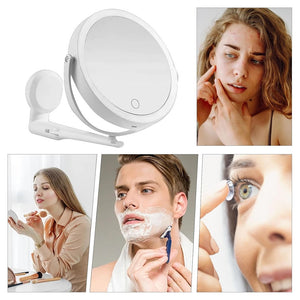 Specchio Trucco A Parete Illuminato Con Ingrandimento Dimmerabile Led Ricaricabile Touch