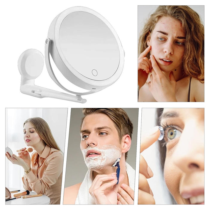 Specchio Trucco A Parete Illuminato Con Ingrandimento Dimmerabile Led Ricaricabile Touch