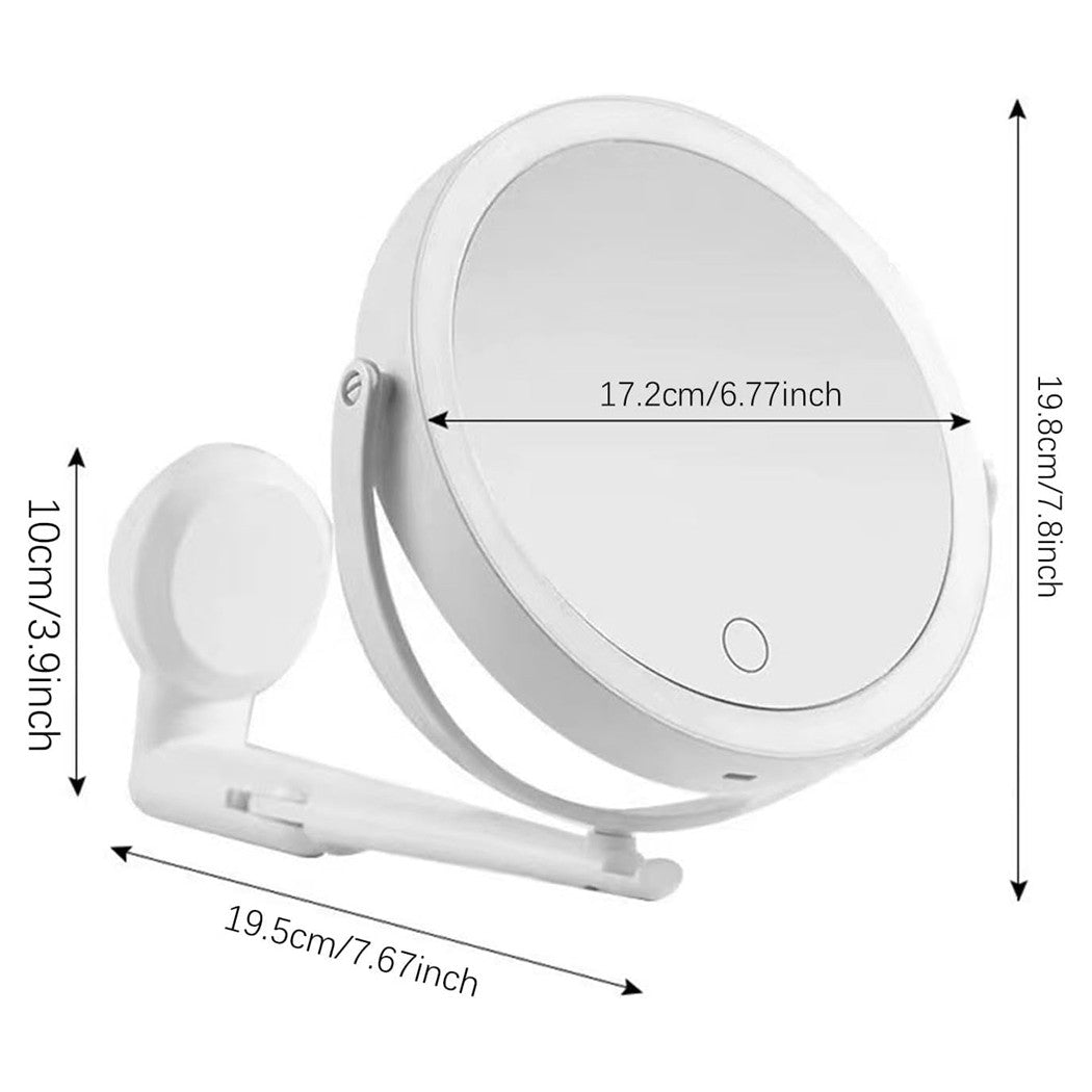 Trade Shop - Specchio Trucco A Parete Illuminato Con Ingrandimento Dimmerabile Led Ricaricabile Touch -
