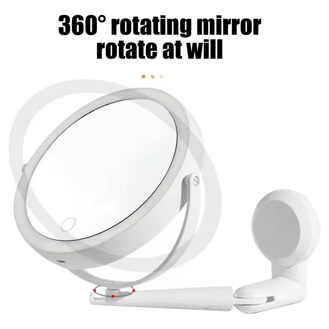 Trade Shop - Specchio Trucco A Parete Illuminato Con Ingrandimento Dimmerabile Led Ricaricabile Touch -