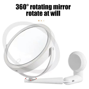 Trade Shop - Specchio Trucco A Parete Illuminato Con Ingrandimento Dimmerabile Led Ricaricabile Touch -