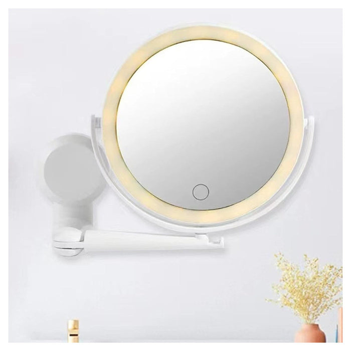 Specchio Trucco A Parete Illuminato Con Ingrandimento Dimmerabile Led Ricaricabile Touch