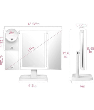Specchio Trucco Con Ingranditore 10x 3x 2x Illuminazione A 3 Colori 72 Led Touch         