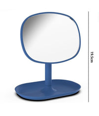 Specchio Trucco Da Tavolo Blu 19.5cm Arredo Bagno Casa Con Vassoio Make Up 69865         