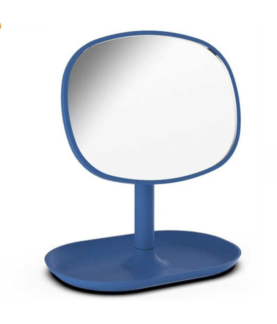 Specchio Trucco Da Tavolo Blu 19.5cm Arredo Bagno Casa Con Vassoio Make Up 69865         