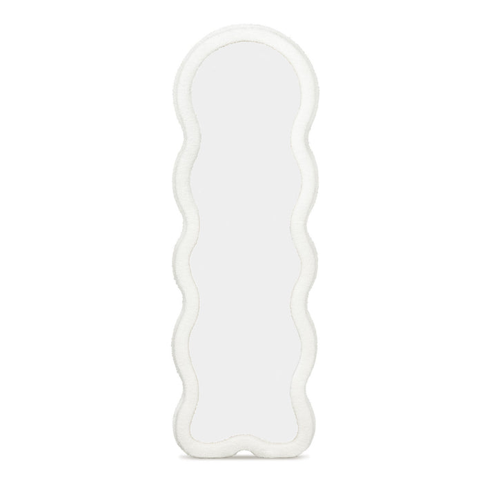 IDMarket - Specchio Wave in tessuto bouclette crema 150 x 50 cm