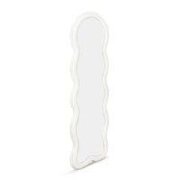 IDMarket - Specchio Wave in tessuto bouclette crema 150 x 50 cm