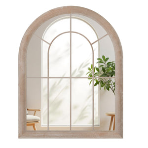 Specchio a finestra grande specchio ad arco da parete con cornice metallica, Specchio a finestra rustico 88 x 69,5 cm Grigio-Specchi da parete