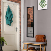 Specchio a tutta lunghezza sopra la porta con ganci per la porta, Specchio per camera da letto soggiorno Nero-Specchi da parete