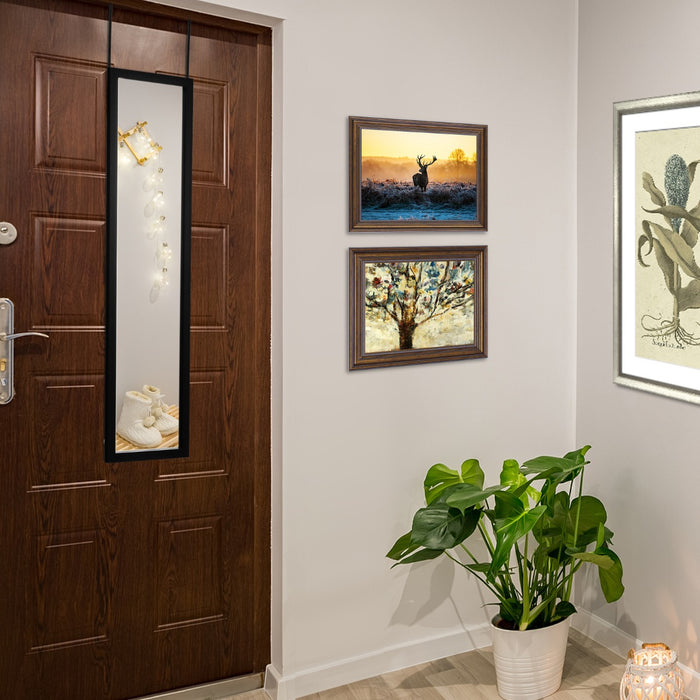 Specchio a tutta lunghezza sopra la porta con ganci per la porta, Specchio per camera da letto soggiorno Nero-Specchi da parete