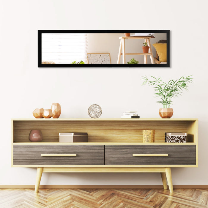 Specchio a tutta lunghezza sopra la porta con ganci per la porta, Specchio per camera da letto soggiorno Nero-Specchi da parete