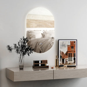 Specchio bagno antiesplosione con luce LED 80x50cm, Specchio a parete ovale con 3 tonalit¨¤ di luce pulsanti touch-Specchi da parete