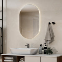 Specchio bagno antiesplosione con luce LED 80x50cm, Specchio a parete ovale con 3 tonalit¨¤ di luce pulsanti touch-Specchi da parete