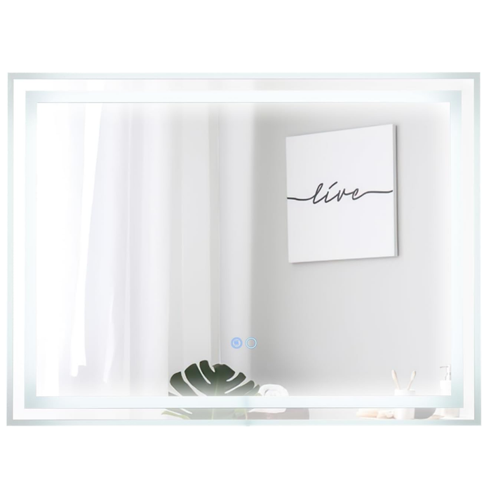 Specchio da bagno LED 80x60cm con luce dimmabile a 3 colori interruttore touch, Specchio rettangolare da muro-Specchi da parete