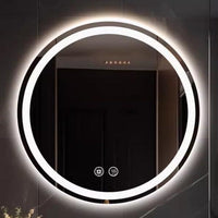 Specchio da bagno LED 60x60cm con luci dimmerabili a 3 colori funzione di memoria, Specchio da parete rotondo-Specchi da parete