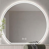 Specchio da bagno LED 60x54cm luci dimmerabili interruttore a sfioramento anti-appannamento, Specchio da parete rotondo-Specchi da parete