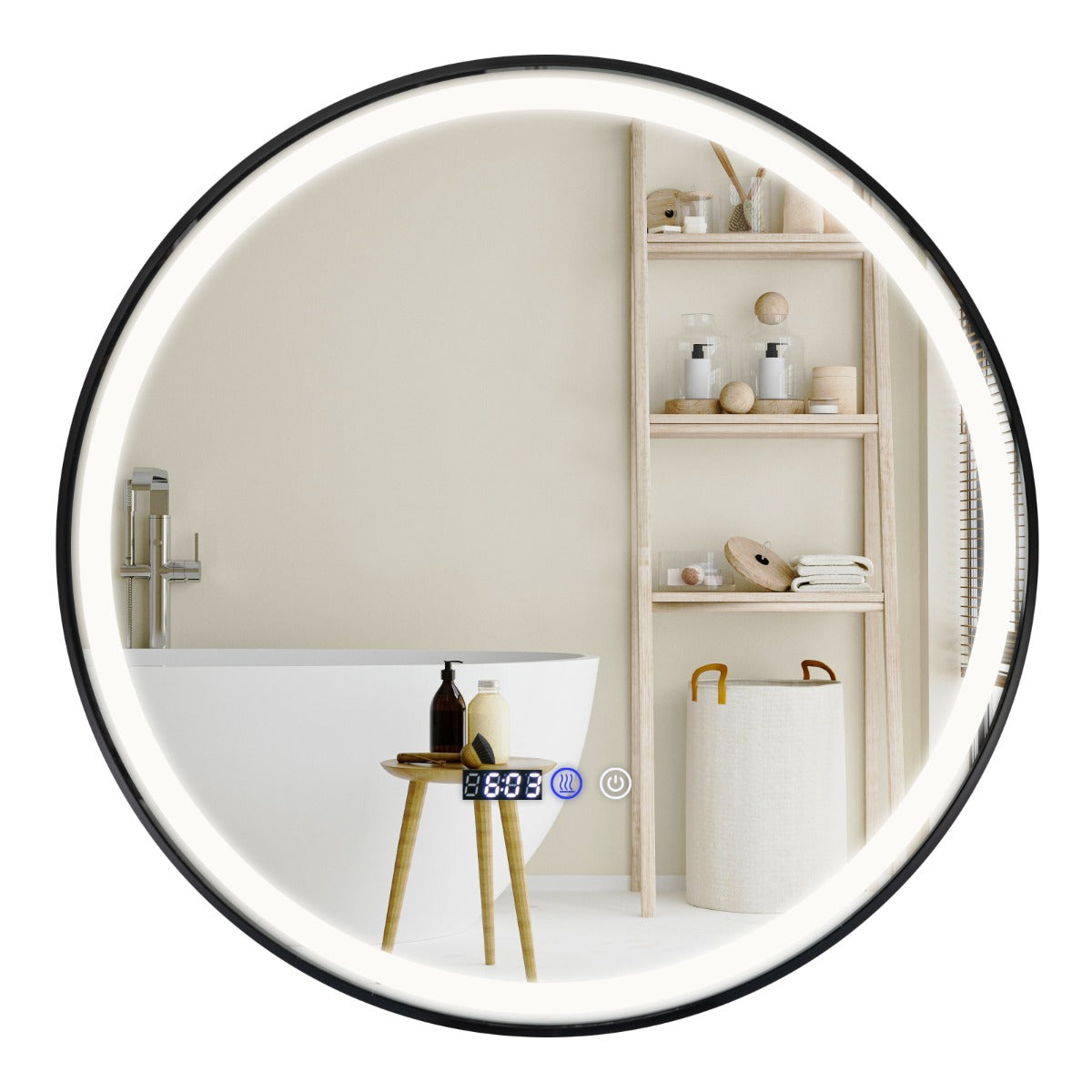 Specchio da bagno illuminato con luce LED a 3 colori funzione di memoria anti-appannamento, Specchio infrangibile-Specchi da parete