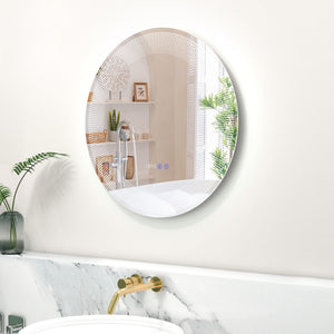 Specchio da bagno con luci dimmerabili a 3 colori, interruttore touch, Specchio da trucco a parete impermeabile IP44-Specchi da parete