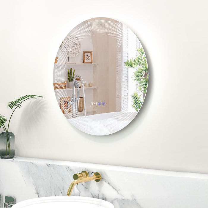 Specchio da bagno con luci dimmerabili a 3 colori, interruttore touch, Specchio da trucco a parete impermeabile IP44-Specchi da parete