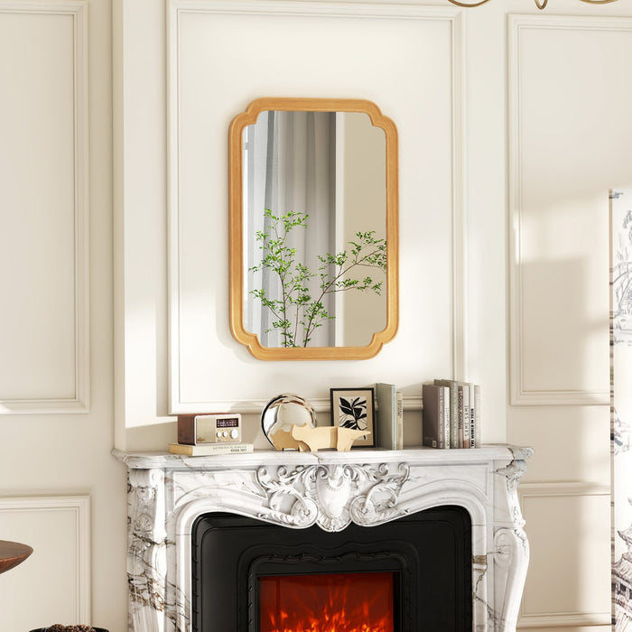 Specchio decorativo rettangolare in stile rustico per bagno soggiorno ingresso-Specchio da parete ad arco con angoli arrotondati Naturale
