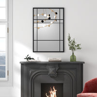 Specchio da parete 100 x 70 cm appendibile con cornice in metallo, Specchio da parete camera da letto Nero-Specchi da parete