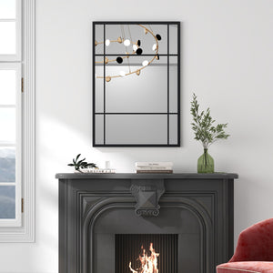 Specchio da parete 100 x 70 cm appendibile con cornice in metallo, Specchio da parete camera da letto Nero-Specchi da parete