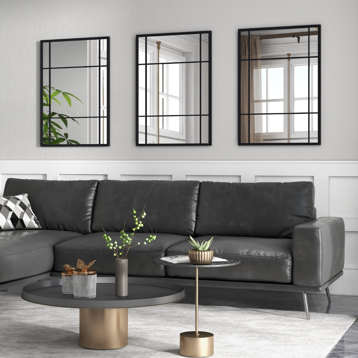 Specchio da parete 100 x 70 cm appendibile con cornice in metallo, Specchio da parete camera da letto Nero-Specchi da parete