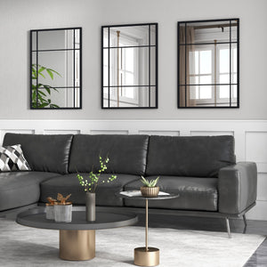 Specchio da parete 100 x 70 cm appendibile con cornice in metallo, Specchio da parete camera da letto Nero-Specchi da parete