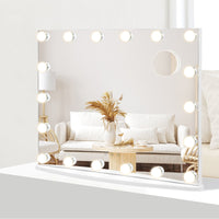 Specchio da trucco con 18 luci Led, Specchio da trucco grande su tavolo 65x14x52,5cm-Specchi per il trucco