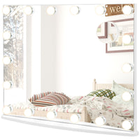 Specchio da trucco con 18 luci Led, Specchio da trucco grande su tavolo 65x14x52,5cm-Specchi per il trucco