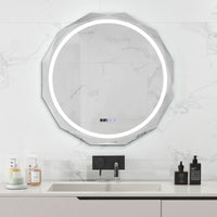 Specchio illuminato con temperatura di 3 colori continuamente regolabili, Specchio da bagno a LED-Specchi da parete