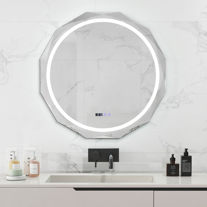 Specchio illuminato con temperatura di 3 colori continuamente regolabili, Specchio da bagno a LED-Specchi da parete