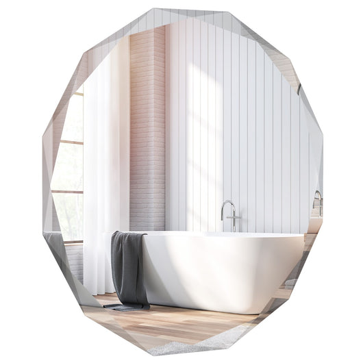 Specchio per bagno da parete senza cornice con viti di espansione, Specchio di design a bordo smussato 76x76cm-Specchi da parete