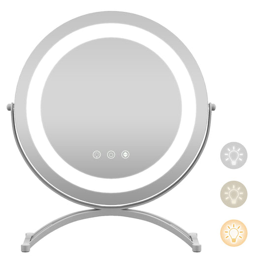 Specchio per il trucco con luci controllo tattile intelligenterotazione a 360¡ã, Specchio rotondo da 30 cm Bianco-Specchi per il trucco