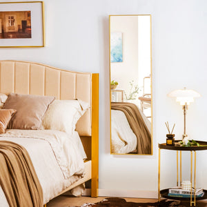 Specchio sopra la porta con cornice in alluminio vetro antigraffio, Specchio da appendere o da parete Oro-Specchi da parete