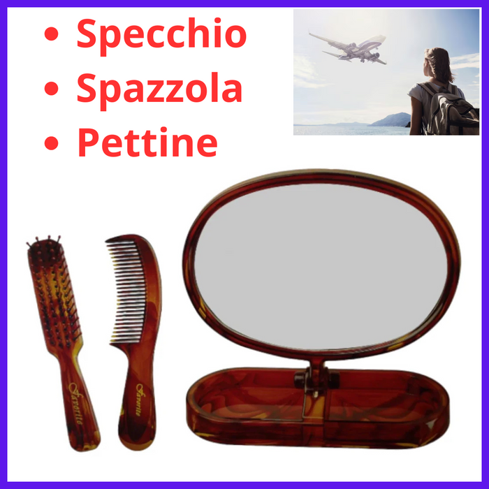 Specchio da trucco tavolo  spazzola pettine set kit da viaggio specchi per barba