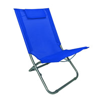 Trade Shop - Spiaggina Con Cuscino Per Testiera Blu 57 X 47 X 95 Cm Pieghevole Portatile 281015 -