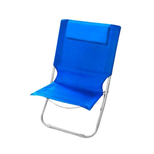 Trade Shop - Spiaggina Con Cuscino Per Testiera Blu 57 X 47 X 95 Cm Pieghevole Portatile 281015 -