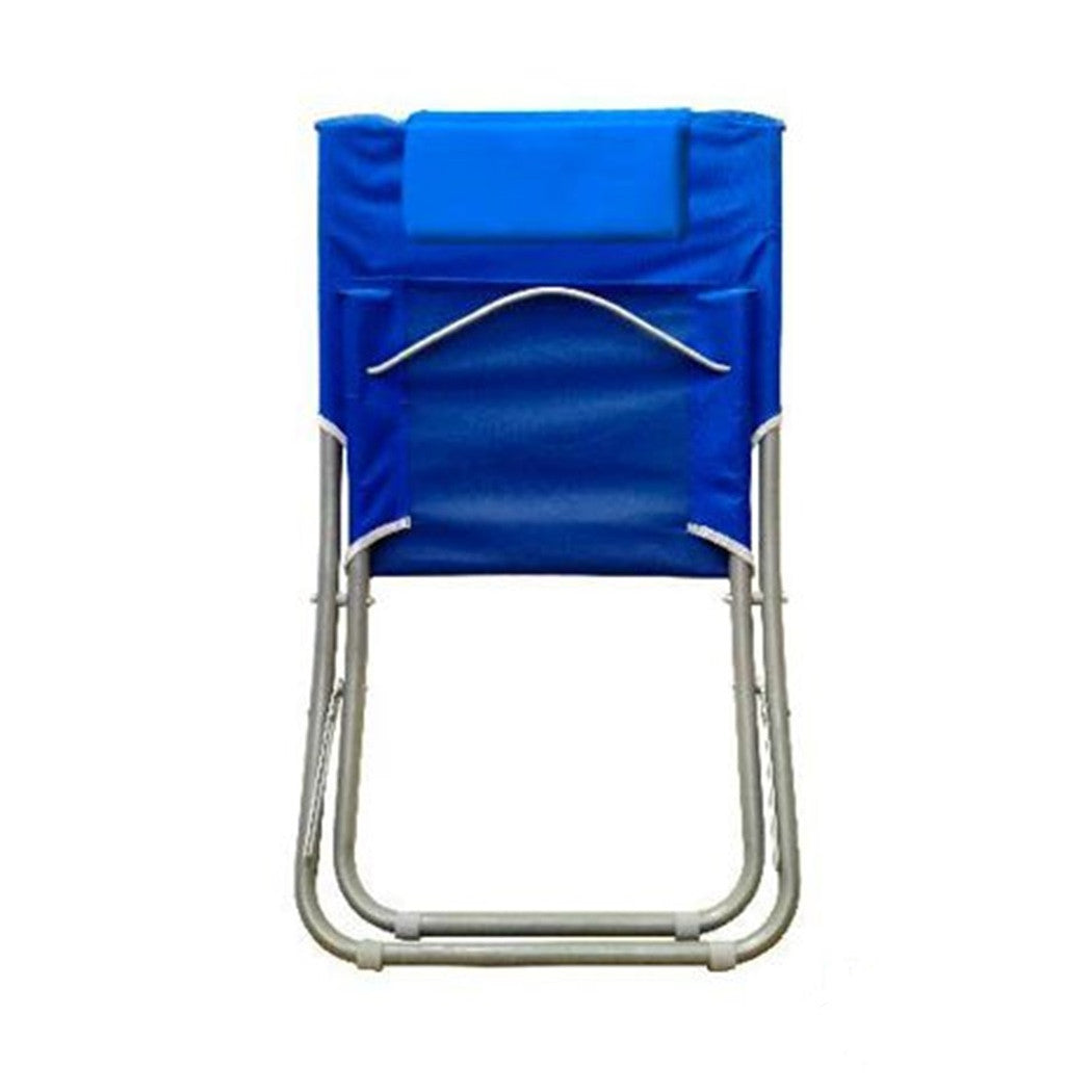 Trade Shop - Spiaggina Con Cuscino Per Testiera Blu Textilene 57x47x95cm Pieghevole Portatile 281032 -        