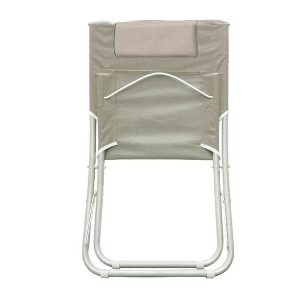 Trade Shop - Spiaggina Con Cuscino Per Testiera Crema 57x47x95 Cm Pieghevole Portatile 281016 -