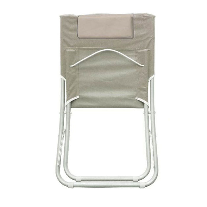 Trade Shop - Spiaggina Con Cuscino Per Testiera Crema 57x47x95 Cm Pieghevole Portatile 281016 -