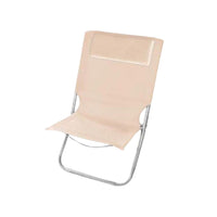 Trade Shop - Spiaggina Con Cuscino Per Testiera Crema 57x47x95 Cm Pieghevole Portatile 281016 -