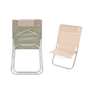 Trade Shop - Spiaggina Con Cuscino Per Testiera Crema 57x47x95 Cm Pieghevole Portatile 281016 -